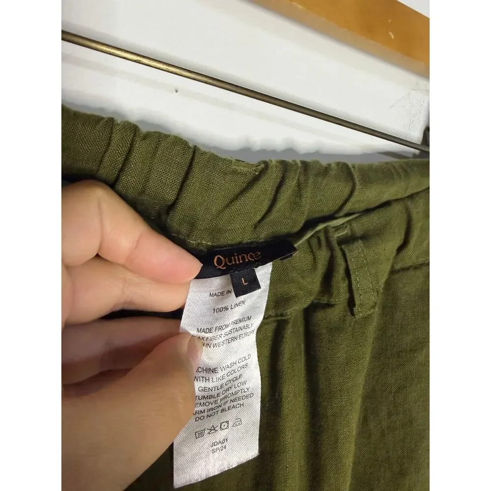 Quince 100% European Linen Tapered Ankle Pants Size Large